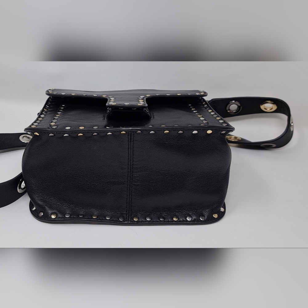 Rebecca Minkoff Midnighter Black Leather Crossbody Messenger Bag Metal Studs - Picture 11 of 15